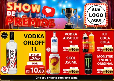 Modelo de Encarte para Encarte A4 Horizontal com o tema Show de Prêmios para Distribuidora de bebidas