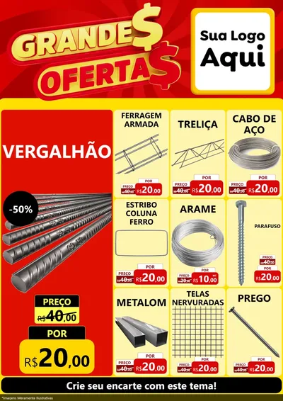 Modelo de Encarte para Encarte A4 Vertical com o tema Grandes Ofertas para Ferragens