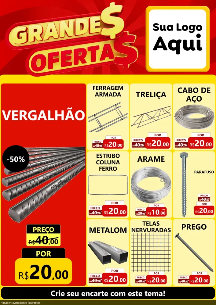 Modelo de Encarte para Encarte A4 Vertical com o tema Grandes Ofertas para Ferragens