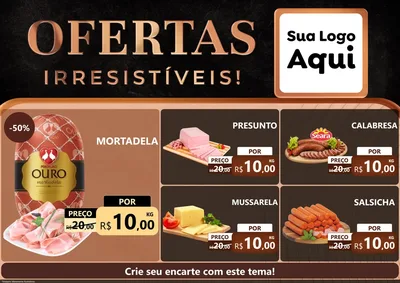 Modelo de Encarte para Encarte A4 Horizontal com o tema Ofertas Irresistíveis! para Frios e Laticínios