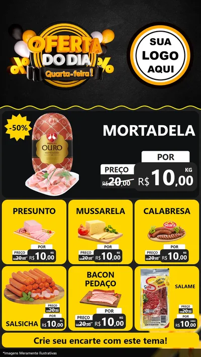 Modelo de Rede Social para Stories com o tema Oferta do Dia - Quarta Feira! para Frios e Laticínios