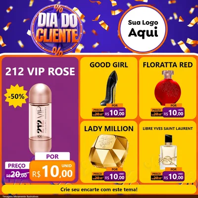 Modelo de Rede Social para Feed Facebook com o tema Dia do Cliente para Perfumes