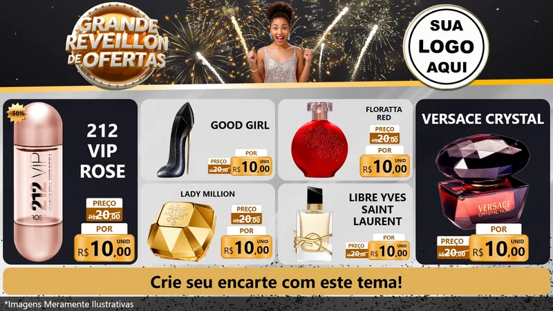Modelo de TV para TV Horizontal com o tema Grande Réveillon de Ofertas para Perfumes