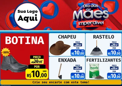 Modelo de Encarte para Encarte A4 Horizontal com o tema Dia Das Mães Imperdível para Agropecuária