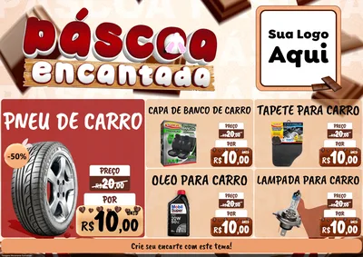 Modelo de Encarte para Encarte A4 Horizontal com o tema Páscoa Encantada para Auto peças