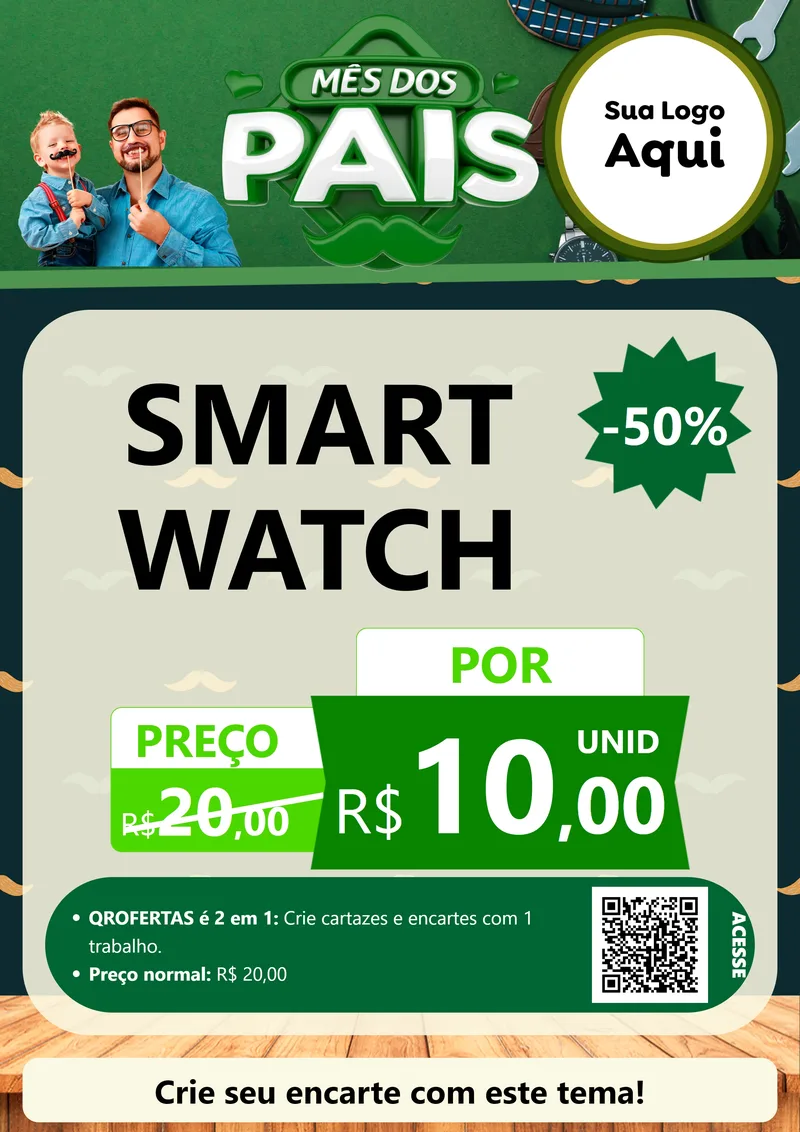 Modelo de Cartaz para Cartaz A4 Vertical com o tema Mês dos Pais para Informática