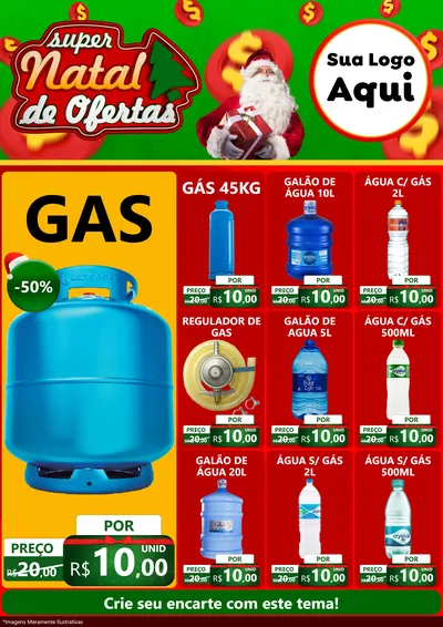 Modelo de Encarte para Encarte A4 Vertical com o tema Super Natal de Ofertas para Água e gás