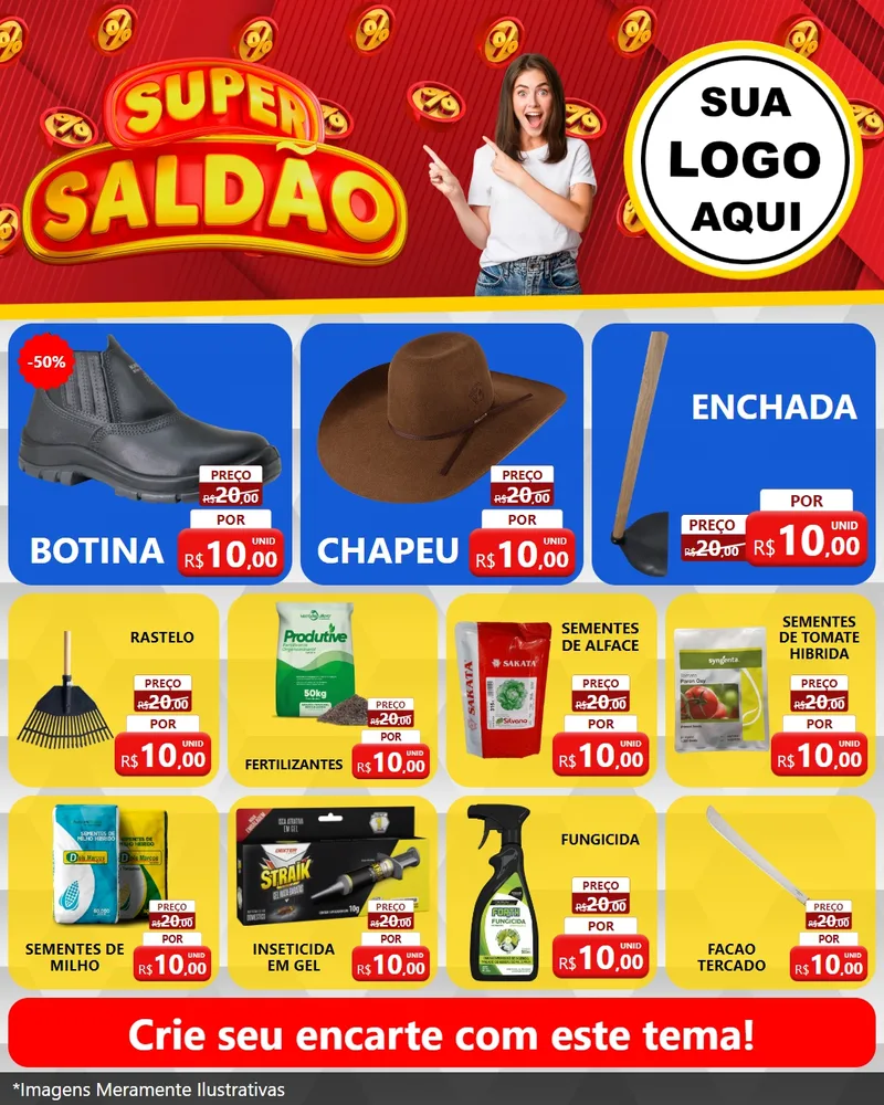 Modelo de Rede Social para Feed Instagram com o tema Super Saldão para Agropecuária
