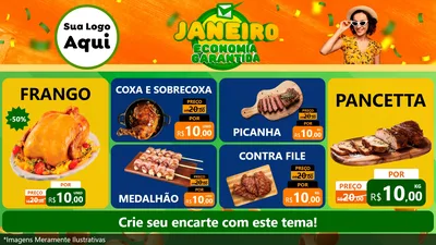 Modelo de TV para TV Horizontal com o tema Janeiro - Economia Garantida para Assados