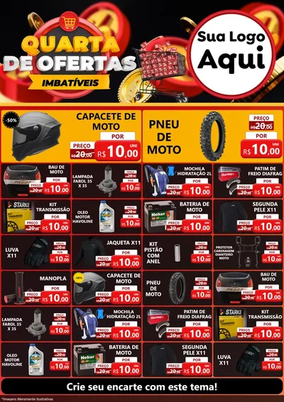 Modelo de Encarte para Encarte A4 Vertical com o tema Quarta de Ofertas Imbatíveis para Moto peças
