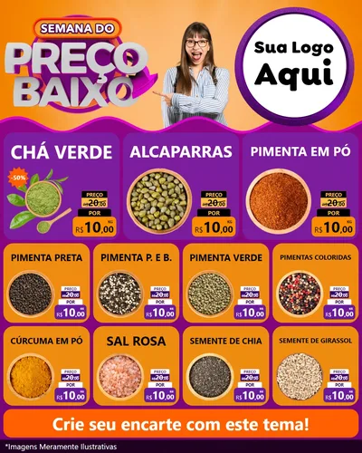 Modelo de Rede Social para Feed Instagram com o tema Semana do Preço Baixo para Produtos Naturais