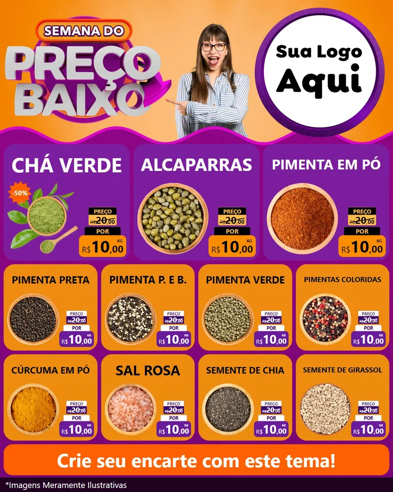 Modelo de Rede Social para Feed Instagram com o tema Semana do Preço Baixo para Produtos Naturais