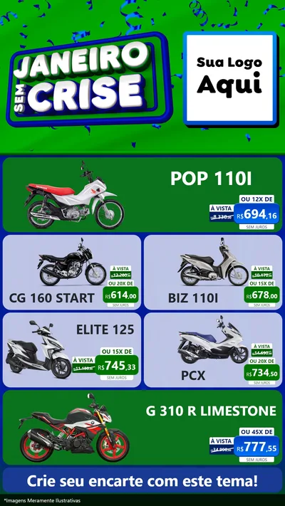 Modelo de TV para TV Vertical com o tema Janeiro Sem Crise para Concessionaria de Motos