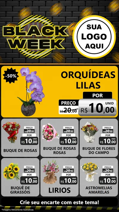 Modelo de Rede Social para Stories com o tema Black Week para Floricultura e jardim