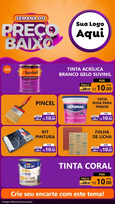 Modelo de TV para TV Vertical com o tema Semana do Preço Baixo para Tintas e Ferramentas