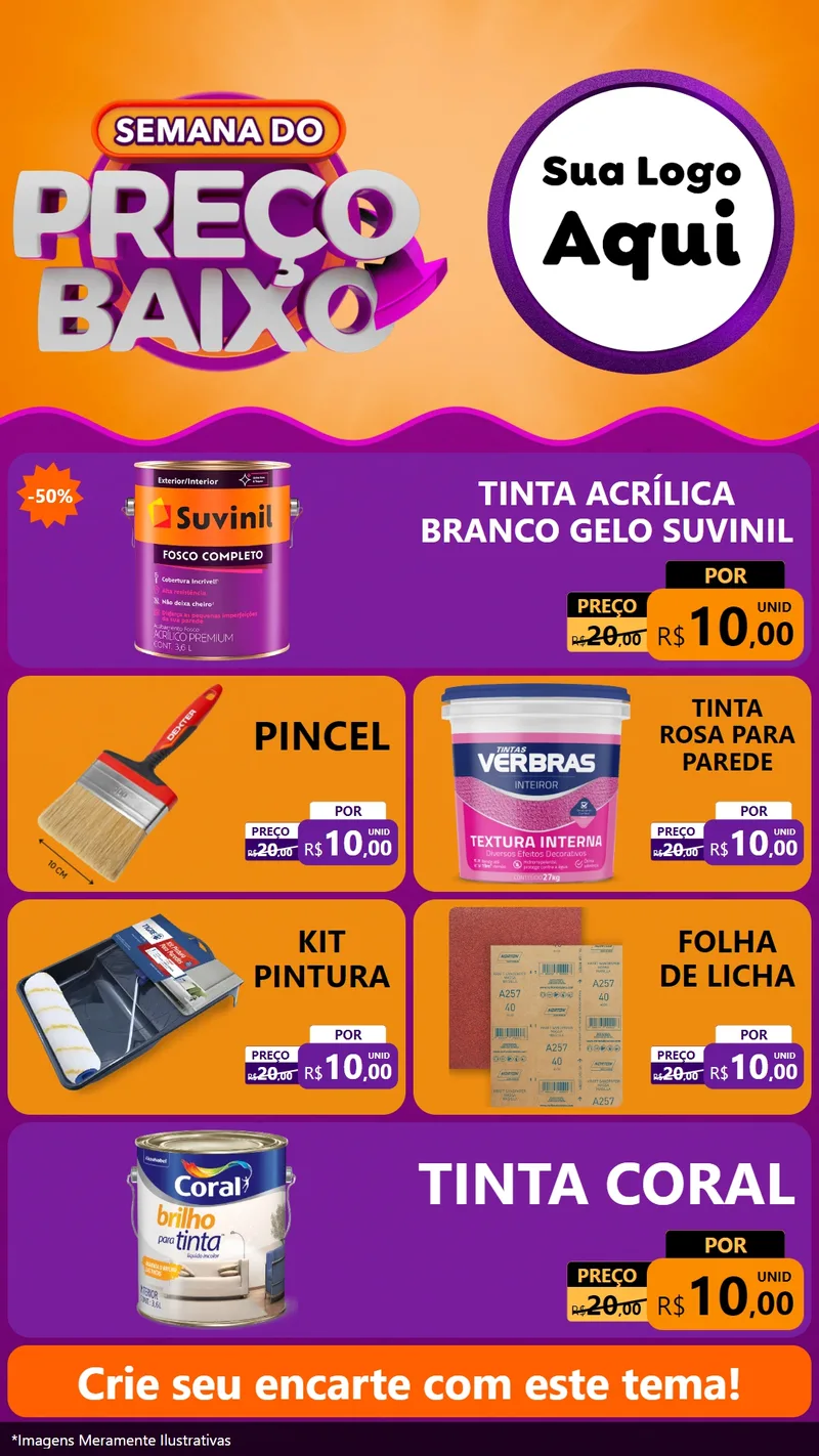 Modelo de TV para TV Vertical com o tema Semana do Preço Baixo para Tintas e Ferramentas