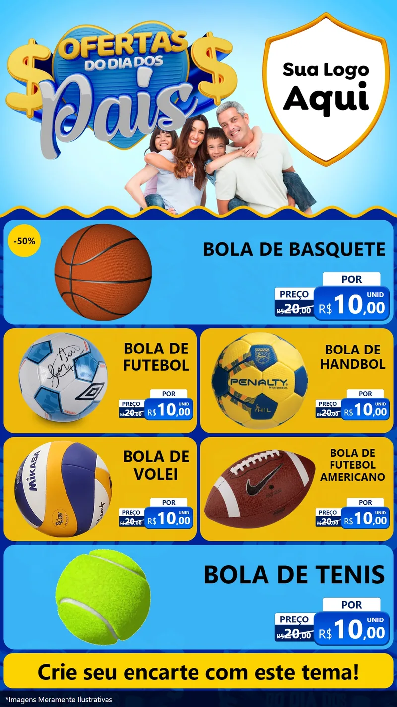 Modelo de TV para TV Vertical com o tema Ofertas do Dia dos Pais para Artigos Esportivos