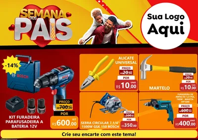 Modelo de Encarte para Encarte A4 Horizontal com o tema Semana Dos Pais para Maquinas e Ferramentas
