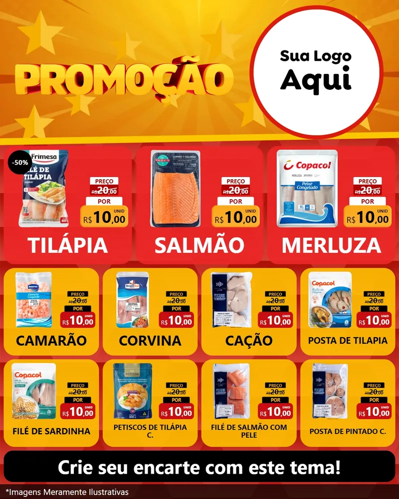 Modelo de Rede Social para Feed Instagram com o tema Promoção para Peixaria