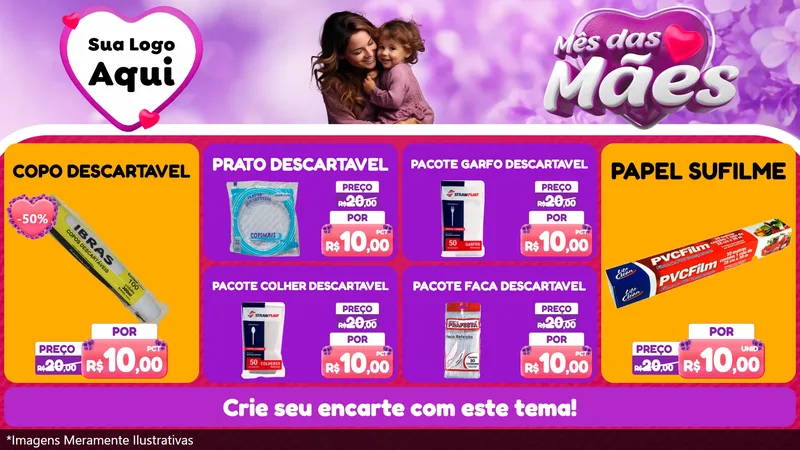 Modelo de TV para TV Horizontal com o tema Mês das Mães para Embalagens
