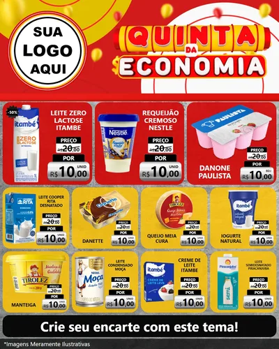 Modelo de Rede Social para Feed Instagram com o tema Quinta da Economia para Frios e Laticínios