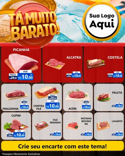 Modelo de Rede Social para Feed Instagram com o tema Está Muito Barato para Açougue