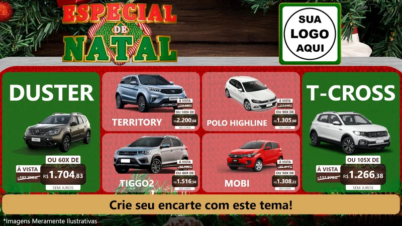 Modelo de TV para TV Horizontal com o tema Especial de Natal para Concessionaria de Carros