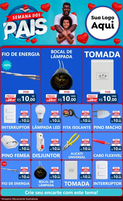 Modelo de Encarte para Encarte Grande com o tema Semana Dos Pais para Materiais Elétricos