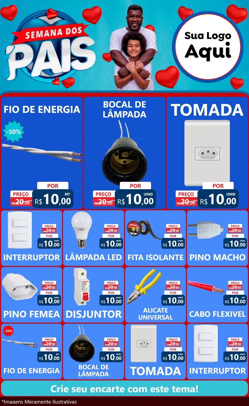 Modelo de Encarte para Encarte Grande com o tema Semana Dos Pais para Materiais Elétricos