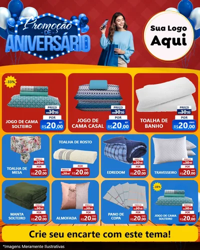 Modelo de Rede Social para Feed Instagram com o tema Promoção de Aniversário para Cama, Mesa e Banho