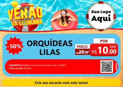 Modelo de Cartaz para Cartaz A4 Horizontal com o tema Verão da Economia para Floricultura e jardim