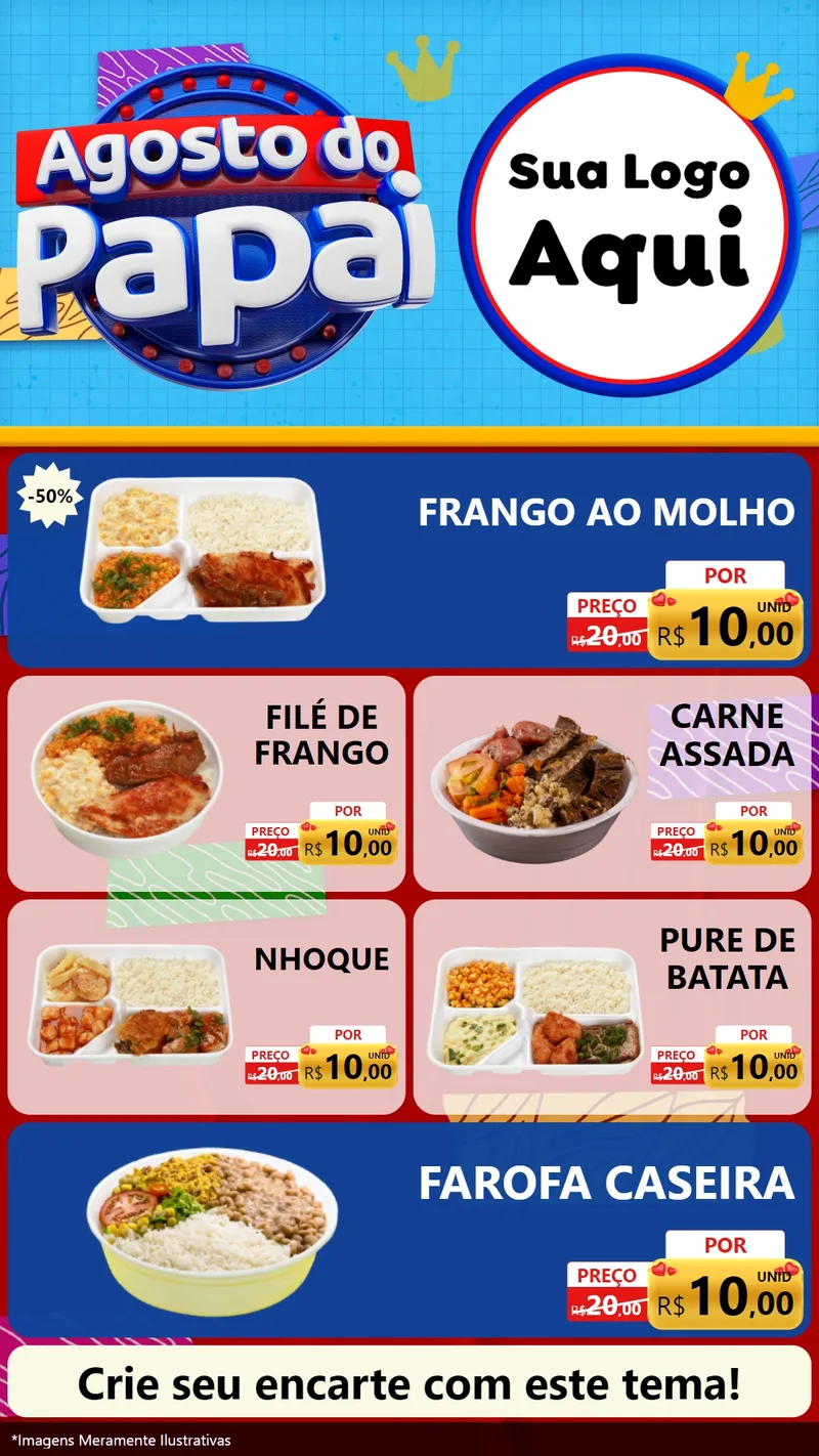 Modelo de TV para TV Vertical com o tema Agosto do Papai para Restaurante