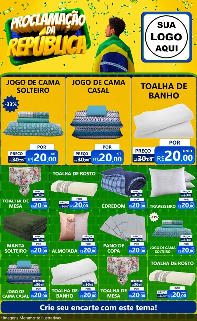 Modelo de Encarte para Encarte Grande com o tema Proclamação da República para Cama, Mesa e Banho