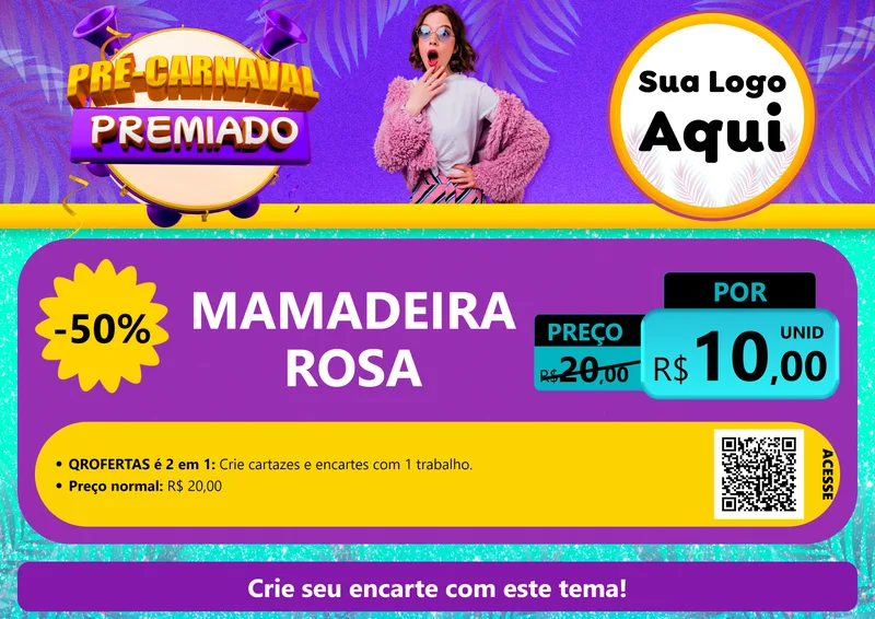 Modelo de Cartaz para Cartaz A4 Horizontal com o tema Pré-Carnaval Premiado para Bebês