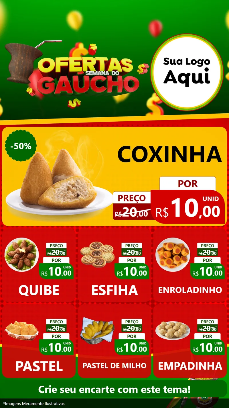 Modelo de Rede Social para Stories com o tema Ofertas Semana Do Gaúcho para Salgadaria