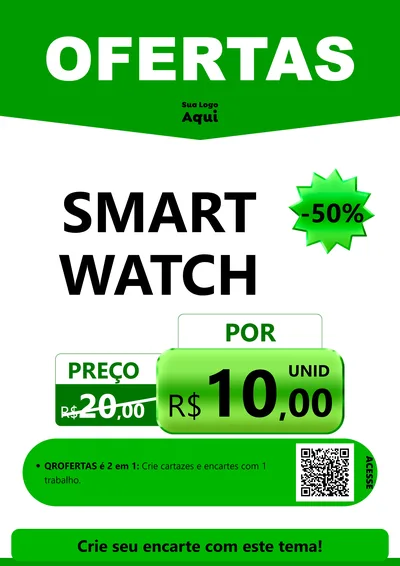 Modelo de Cartaz para Cartaz A4 Vertical com o tema Ofertas Verde Cartaz para Informática
