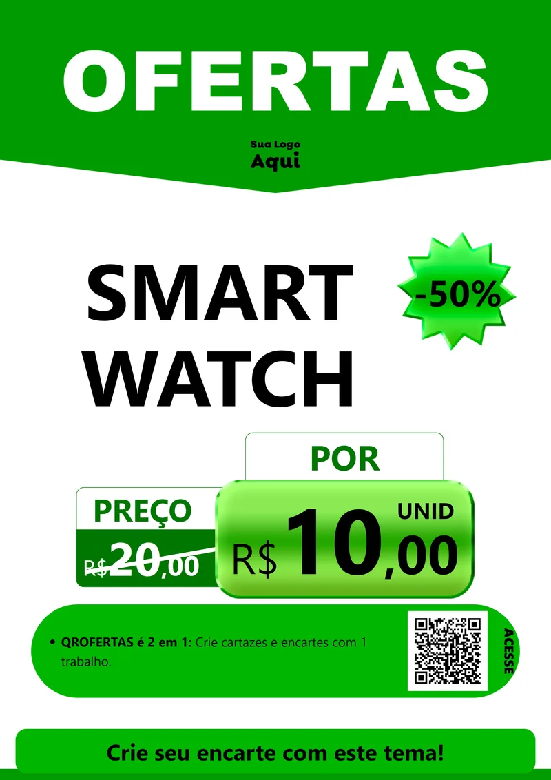 Modelo de Cartaz para Cartaz A4 Vertical com o tema Ofertas Verde Cartaz para Informática