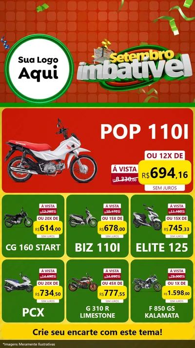 Modelo de Rede Social para Stories com o tema Setembro Imbatível para Concessionaria de Motos