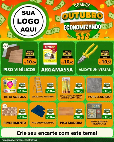 Modelo de Rede Social para Feed Instagram com o tema Comece Outubro Economizando para Material para Construção