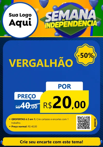 Modelo de Cartaz para Cartaz A4 Vertical com o tema Semana da Independência para Ferragens