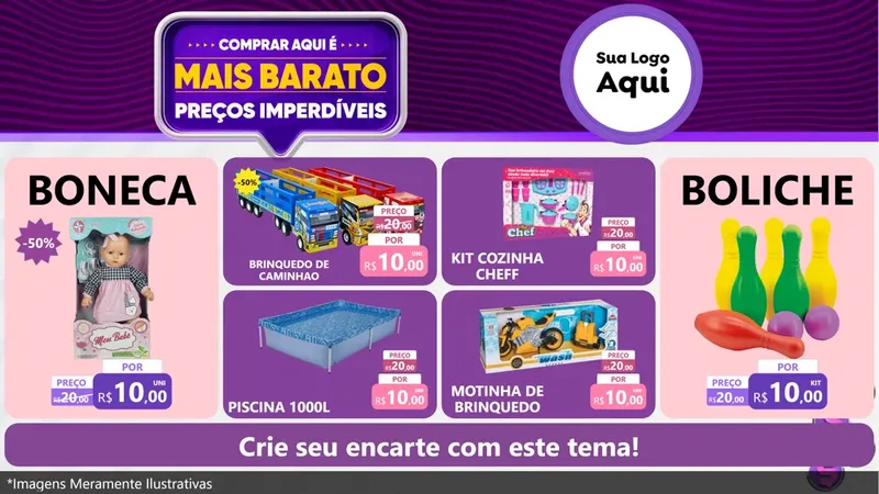 Modelo de TV para TV Horizontal com o tema Mais Barato para Brinquedos