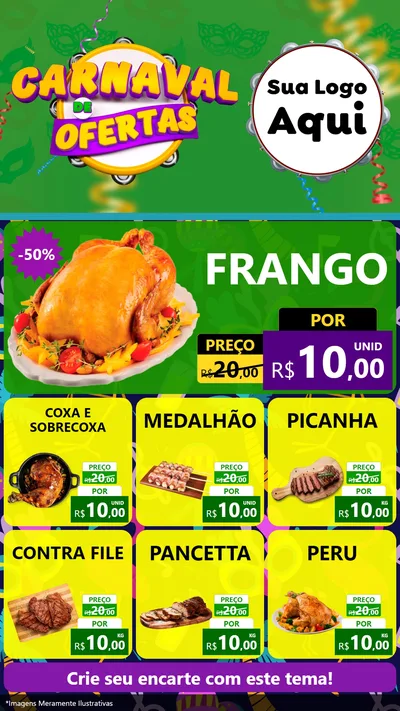 Modelo de Rede Social para Stories com o tema Carnaval de Ofertas para Assados