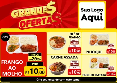 Modelo de Encarte para Encarte A4 Horizontal com o tema Grandes Ofertas para Restaurante