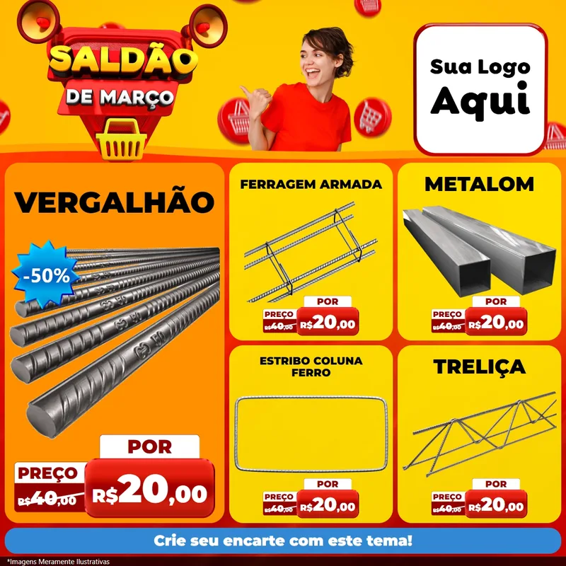Modelo de Rede Social para Feed Facebook com o tema Saldão de Março para Ferragens