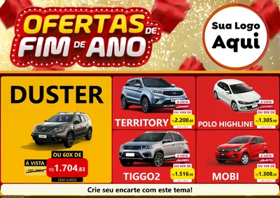 Modelo de Encarte para Encarte A4 Horizontal com o tema Ofertas de Fim de Ano para Concessionaria de Carros