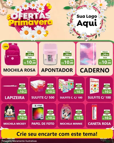 Modelo de Rede Social para Feed Instagram com o tema Ofertas de Primavera para Papelaria