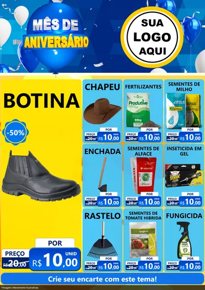 Modelo de Encarte para Encarte A4 Vertical com o tema Mês de Aniversário para Agropecuária