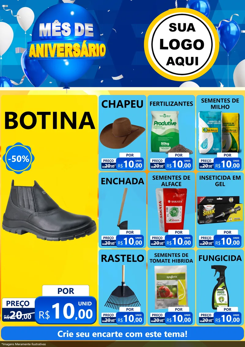 Modelo de Encarte para Encarte A4 Vertical com o tema Mês de Aniversário para Agropecuária