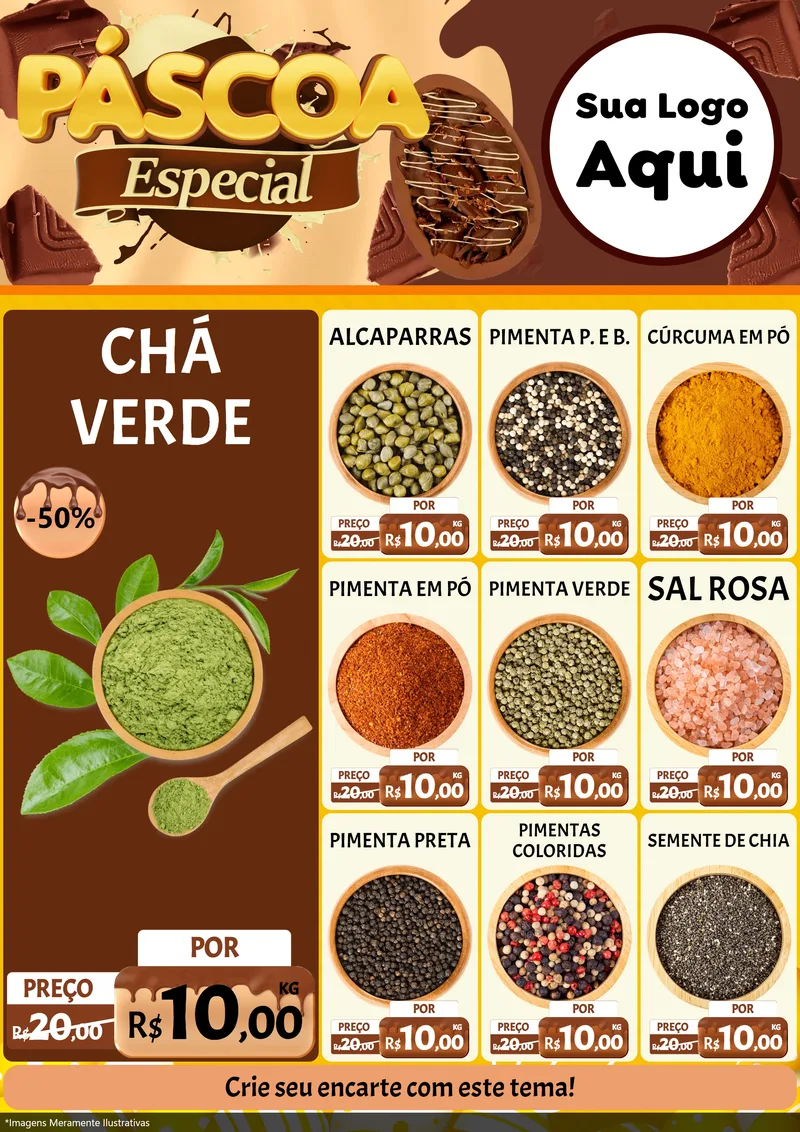 Modelo de Encarte para Encarte A4 Vertical com o tema Páscoa Especial para Produtos Naturais