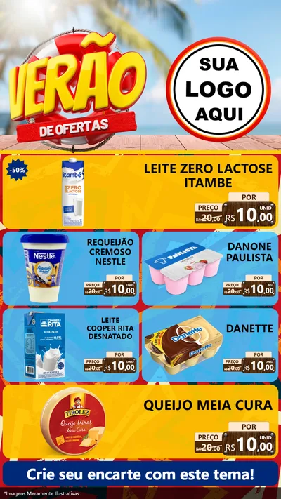 Modelo de TV para TV Vertical com o tema Verão de Ofertas para Frios e Laticínios